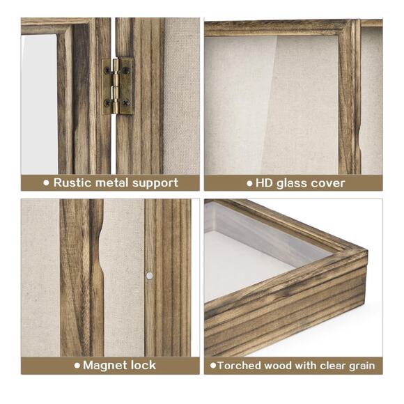 Shadow Box Frame 11x11 Shadow Box Display Case w/ Linen Back Rustic Wood Memory - Picture 8 of 8